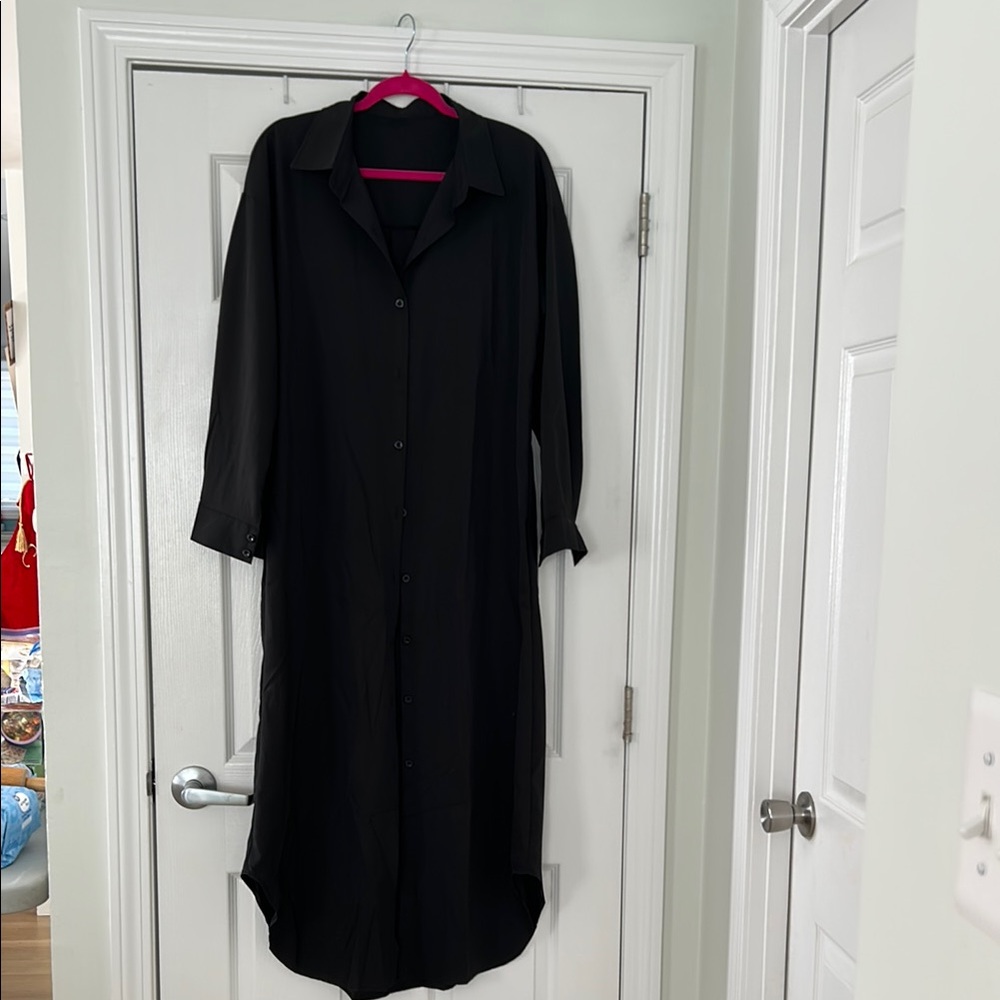 Black Button-Up Long shirt dress size Medium from Commerse